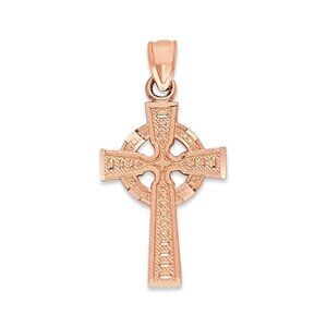 Solid 10k Rose Gold Celtic Cross - Religious Jewelry Gifts for Women
